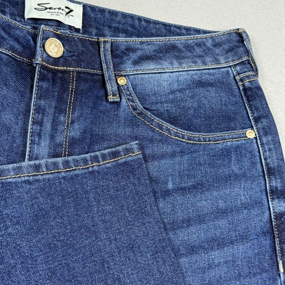 Seven7 Loose Straight Leg Jeans Dark Wash Blue Denim Womens Size 6